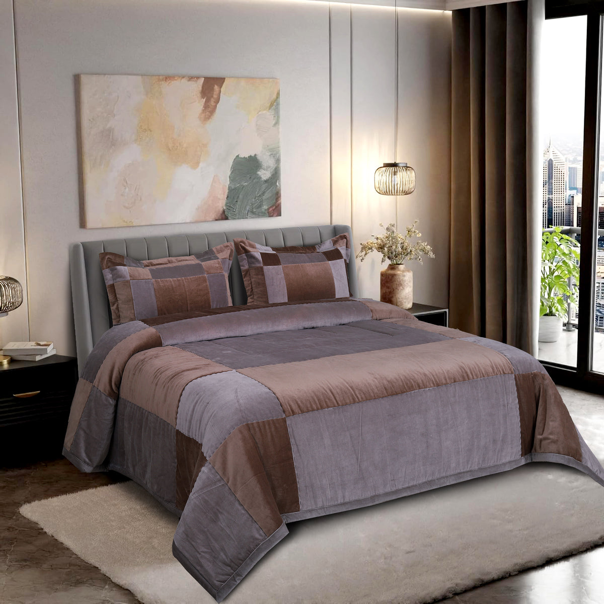 Mocha Mist Patchwork Quilt Set