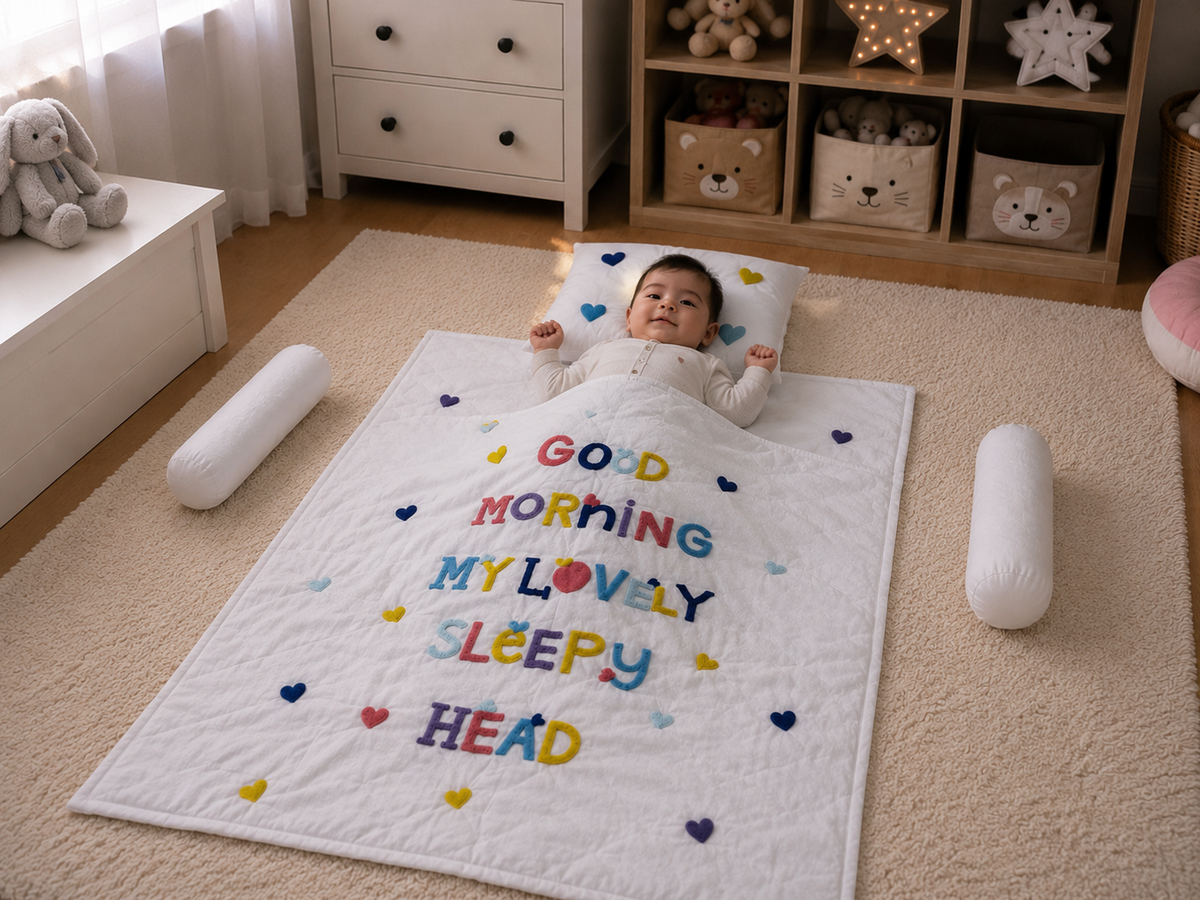 Good Morning Sleepy Head Baby Quilt Set