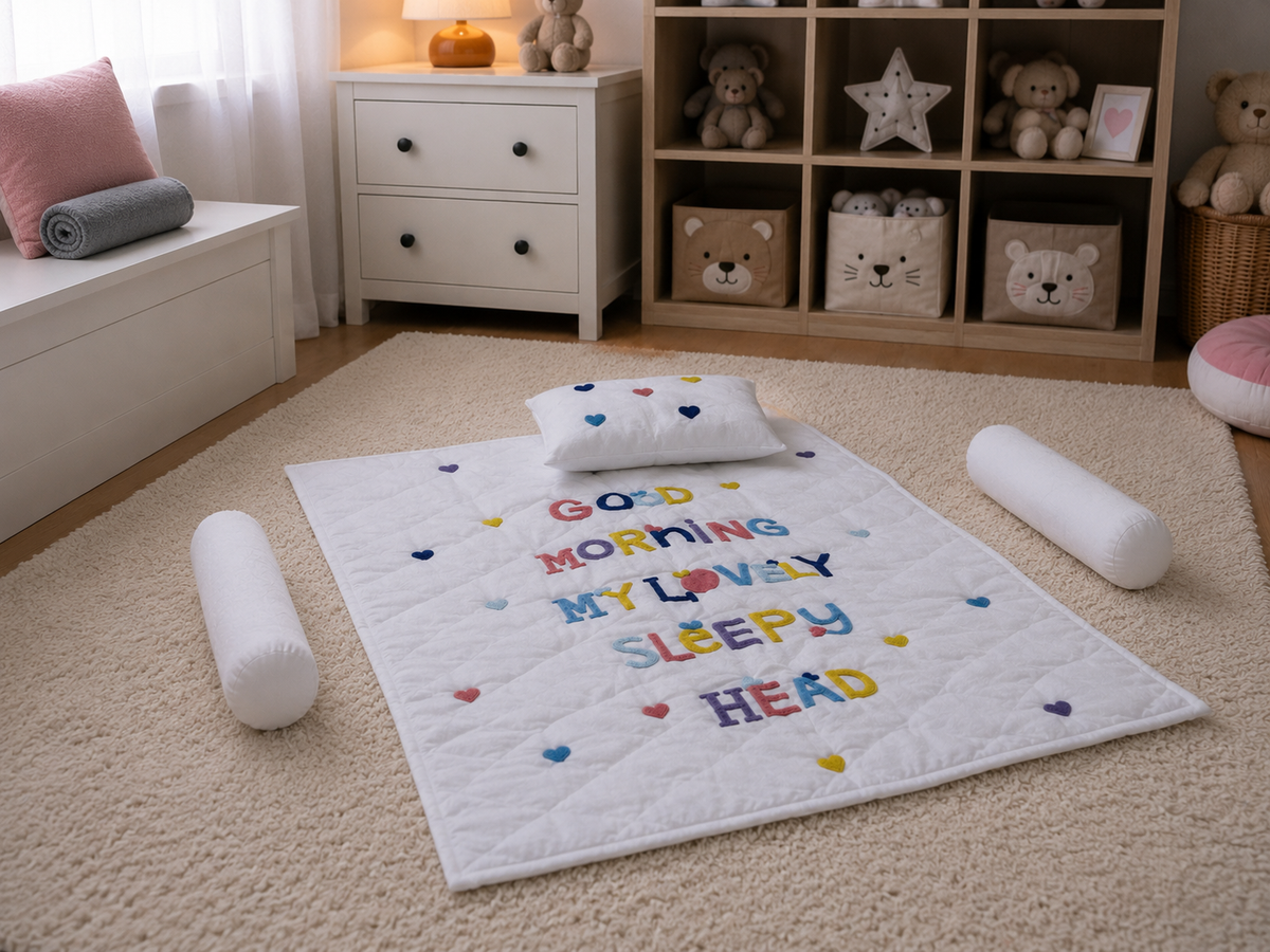 Good Morning Sleepy Head Baby Quilt Set