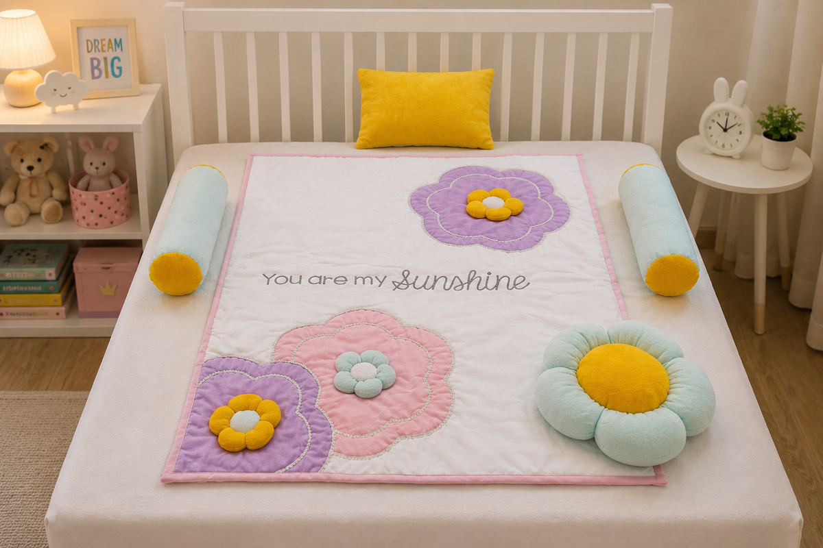 You Are My Sunshine Floral Baby Quilt Set